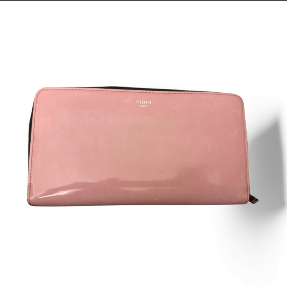Cèline - Pink Patent Leather Continental Zip Around Wallet